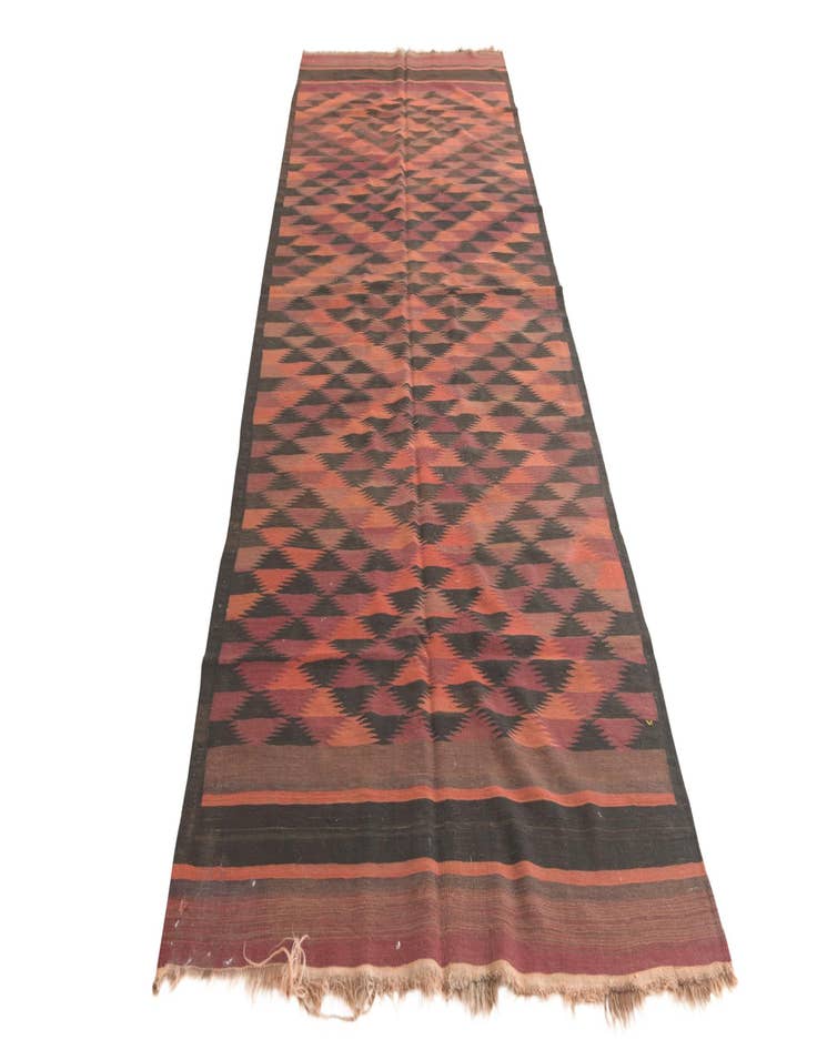 Detail image of 4' 5 x 12' 3  Hand Woven Kilim Fars Wool Runner Rug