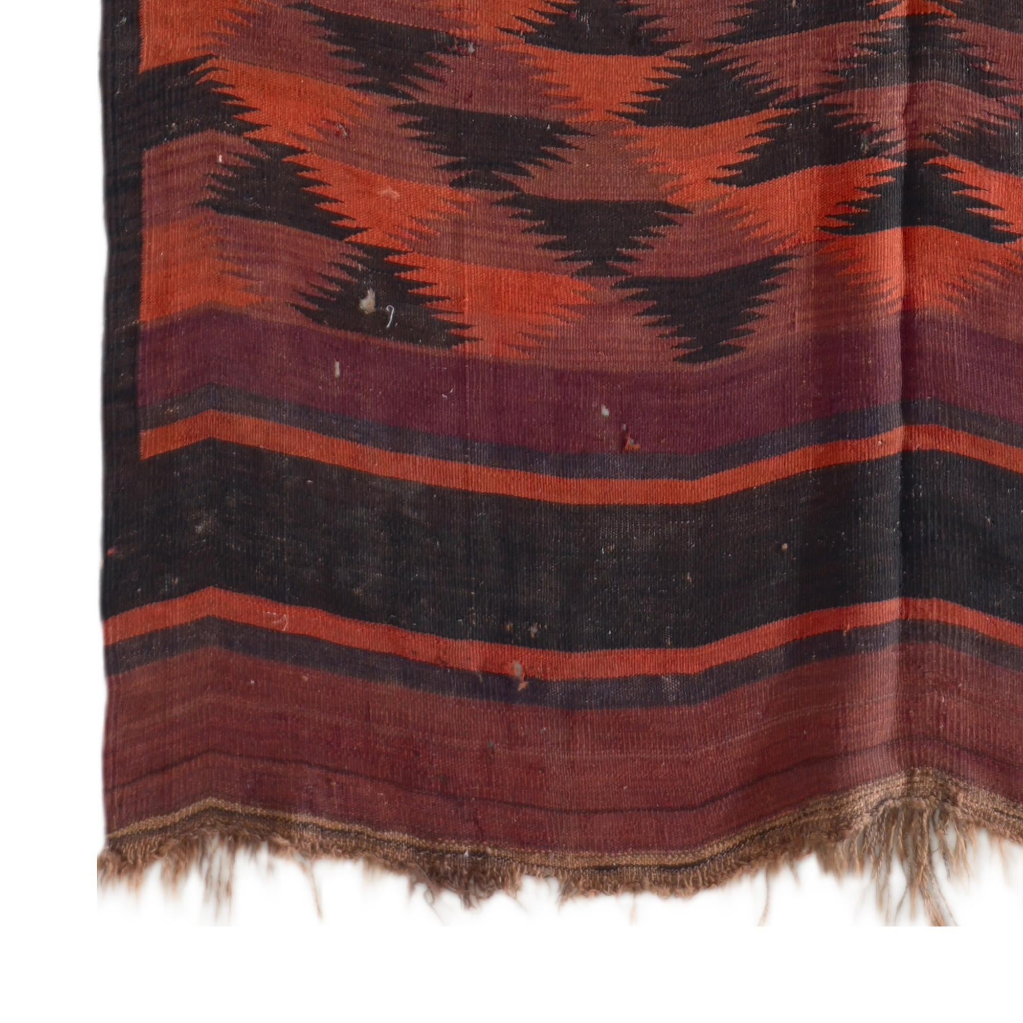 135cm x 375cm Hand Woven Kilim Fars Wool Runner Rug
