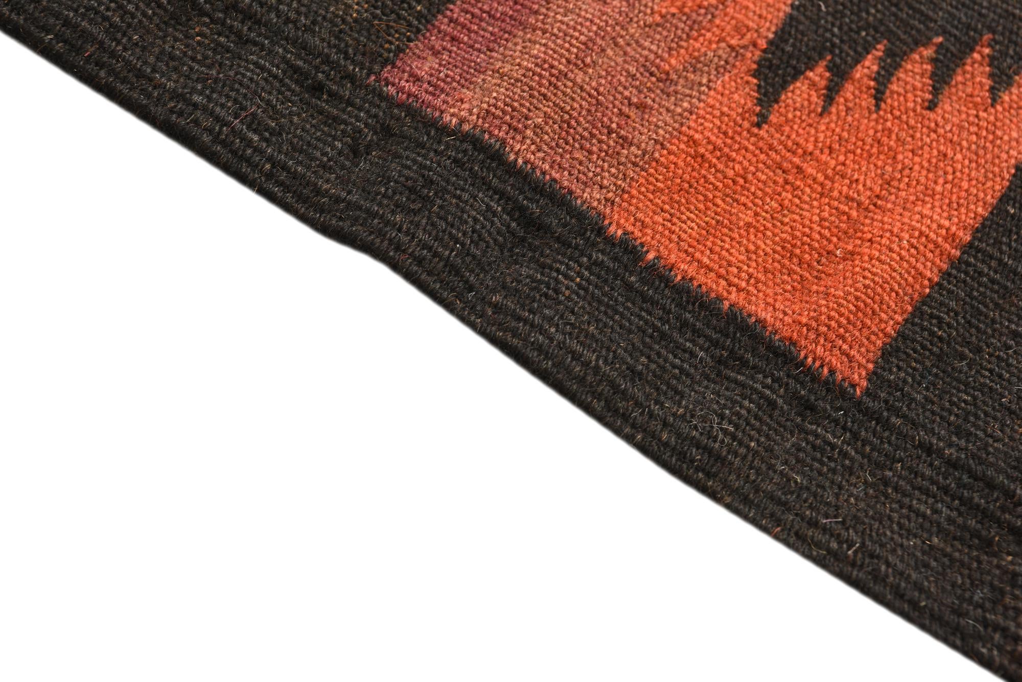 4' 5 x 11' 9 Hand Woven Kilim Fars Wool Runner Rug