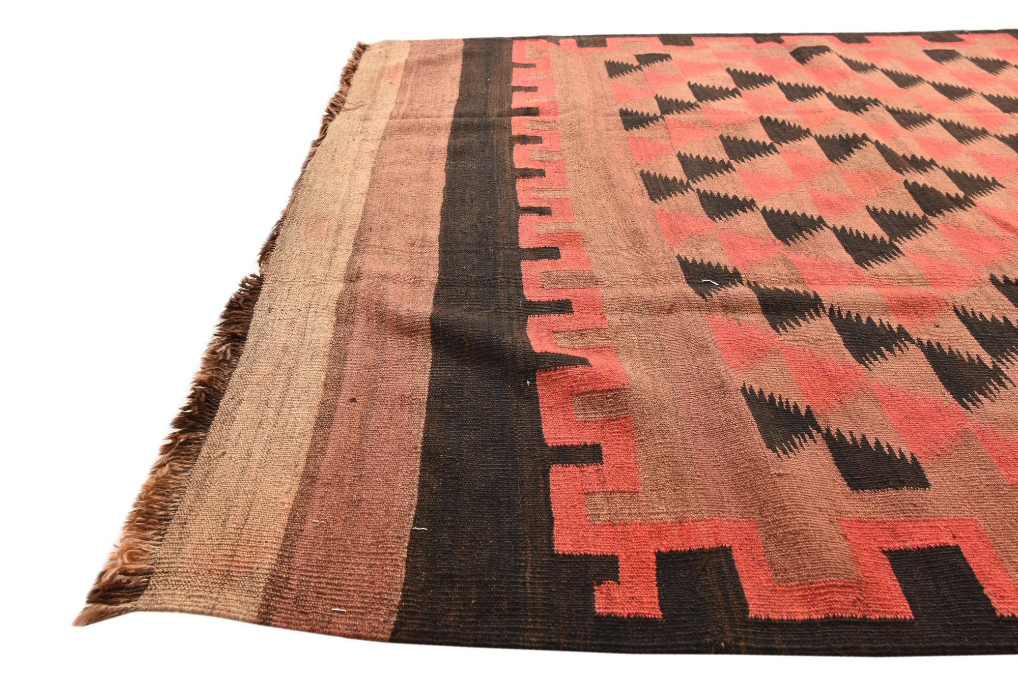 4' 8 x 15' 3 Hand Woven Kilim Fars Wool Runner Rug