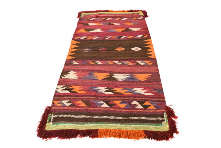 3' 2 x 6' 9 Hand Woven Kilim Fars Wool Runner Rug