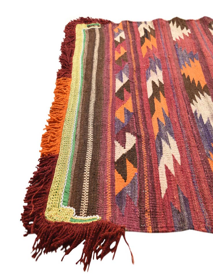 Detail image of 3' 2 x 6' 9  Hand Woven Kilim Fars Wool Runner Rug
