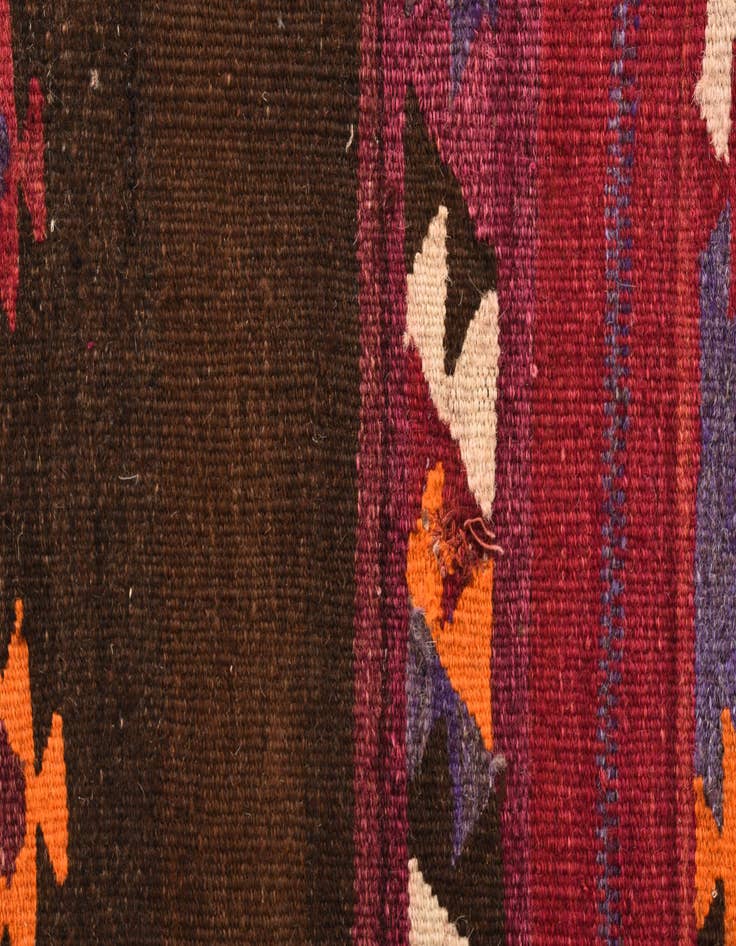 Detail image of 3' 2 x 6' 9  Hand Woven Kilim Fars Wool Runner Rug
