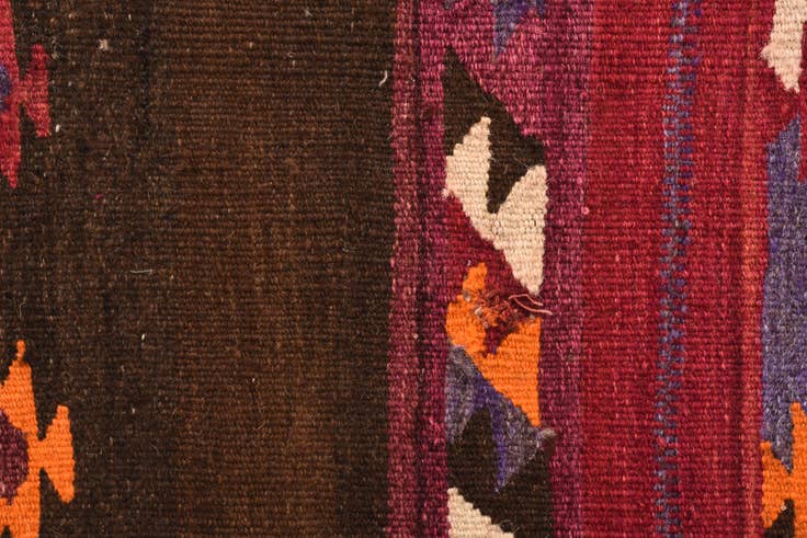 Detail image of 3' 2 x 6' 9 Hand Woven Kilim Fars Wool Runner Rug