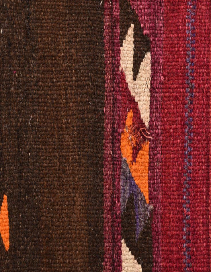 Detail image of 3' 2 x 6' 9  Hand Woven Kilim Fars Wool Runner Rug