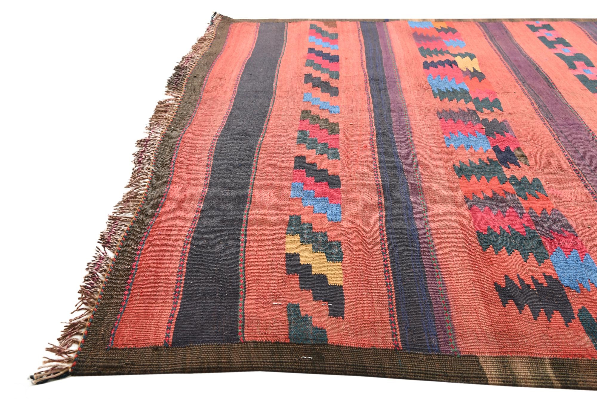 4' 1 x 10' 8 Hand Woven Kilim Fars Wool Runner Rug