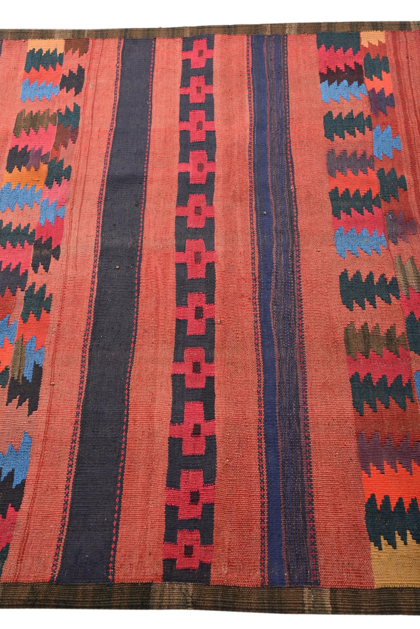 4' 1 x 10' 8 Hand Woven Kilim Fars Wool Runner Rug