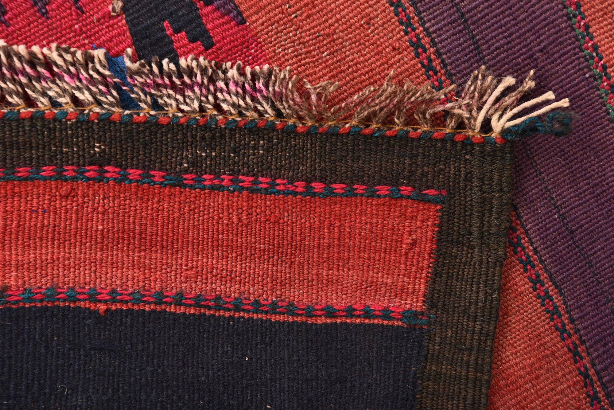 4' 1 x 10' 8 Hand Woven Kilim Fars Wool Runner Rug