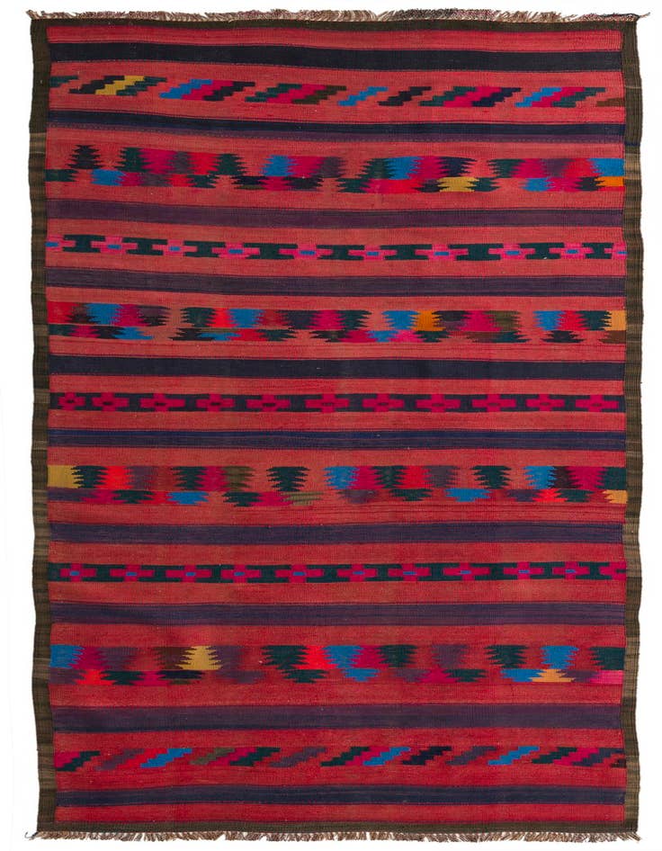 Detail image of 4' 1 x 10' 8 Hand Woven Kilim Fars Wool Runner Rug