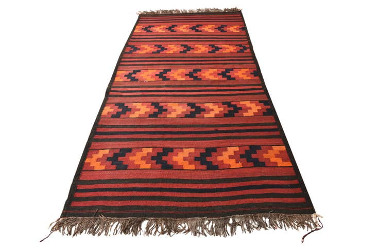 Detail image of 4' 4 x 9' 2 Hand Woven Kilim Fars Wool Runner Rug