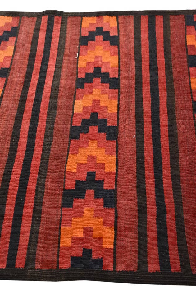 Detail image of 4' 4 x 9' 2 Hand Woven Kilim Fars Wool Runner Rug