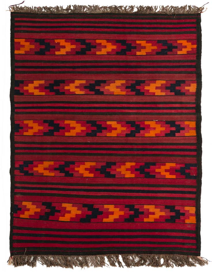 Detail image of 4' 4 x 9' 2 Hand Woven Kilim Fars Wool Runner Rug
