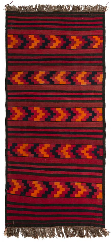 Detail image of 4' 4 x 9' 2 Hand Woven Kilim Fars Wool Runner Rug