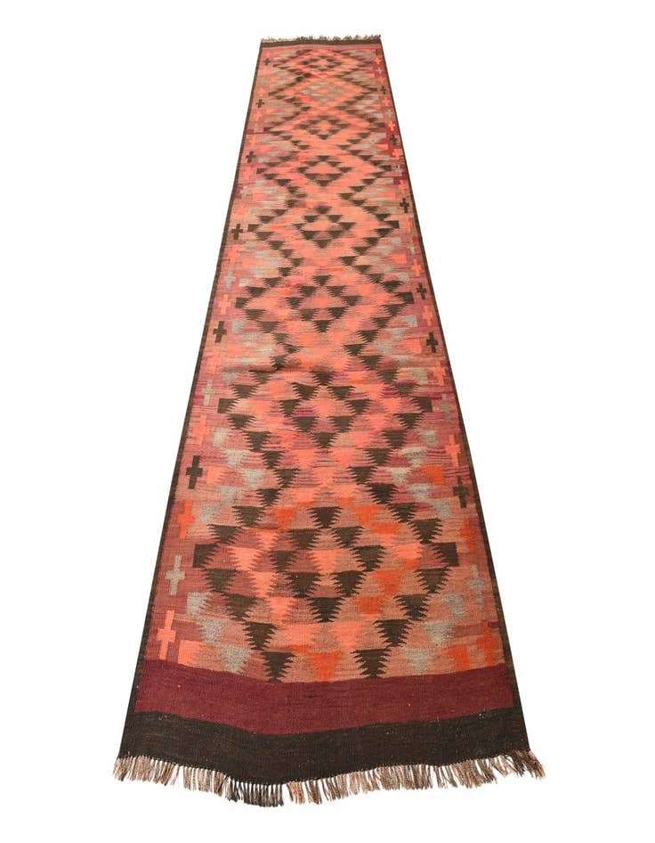 Detail image of 4' 2 x 14'  Hand Woven Kilim Fars Wool Runner Rug