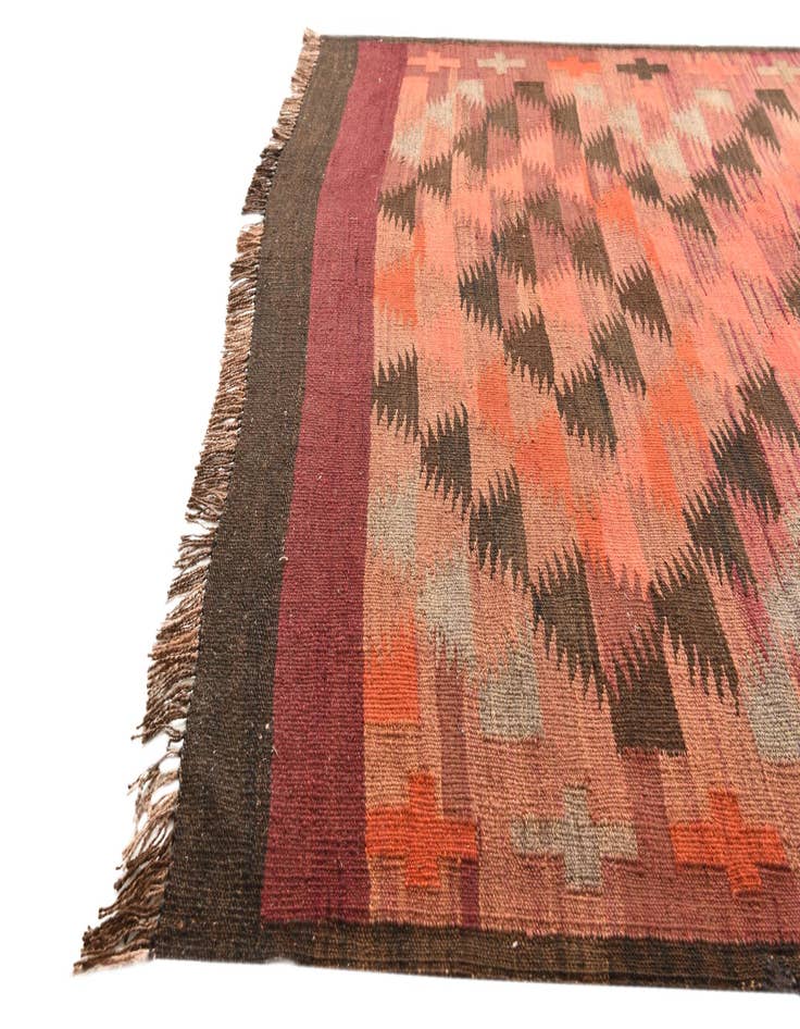 Detail image of 4' 2 x 14'  Hand Woven Kilim Fars Wool Runner Rug