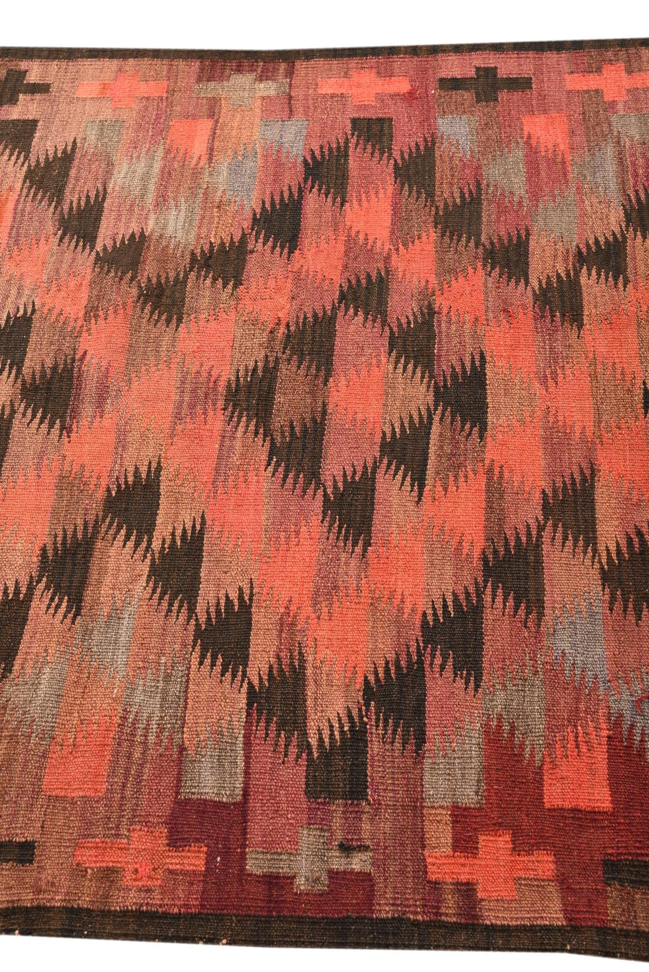 4' 2 x 14' Hand Woven Kilim Fars Wool Runner Rug