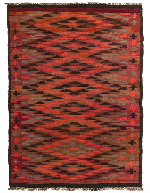 Detail image of 4' 2 x 14' Hand Woven Kilim Fars Wool Runner Rug