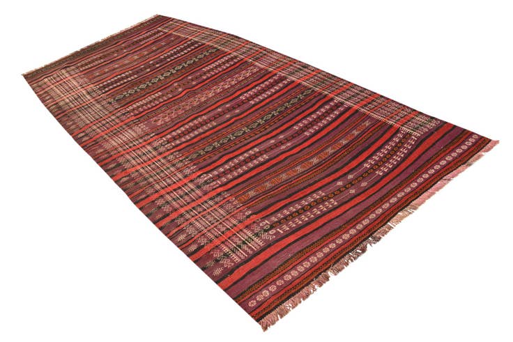 Detail image of 4' 5 x 9' 9 Hand Woven Kilim Fars Wool Runner Rug