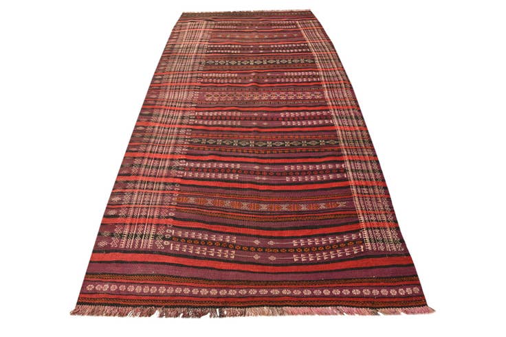 Detail image of 4' 5 x 9' 9 Hand Woven Kilim Fars Wool Runner Rug