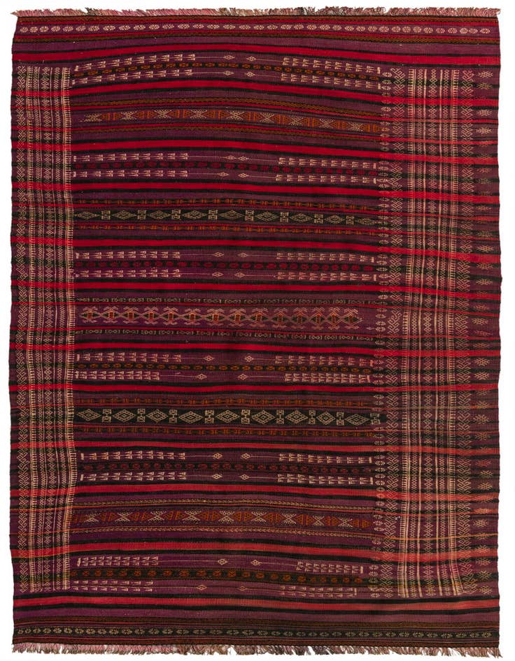 Detail image of 4' 5 x 9' 9 Hand Woven Kilim Fars Wool Runner Rug
