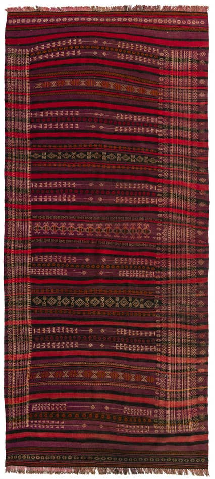 Detail image of 4' 5 x 9' 9 Hand Woven Kilim Fars Wool Runner Rug