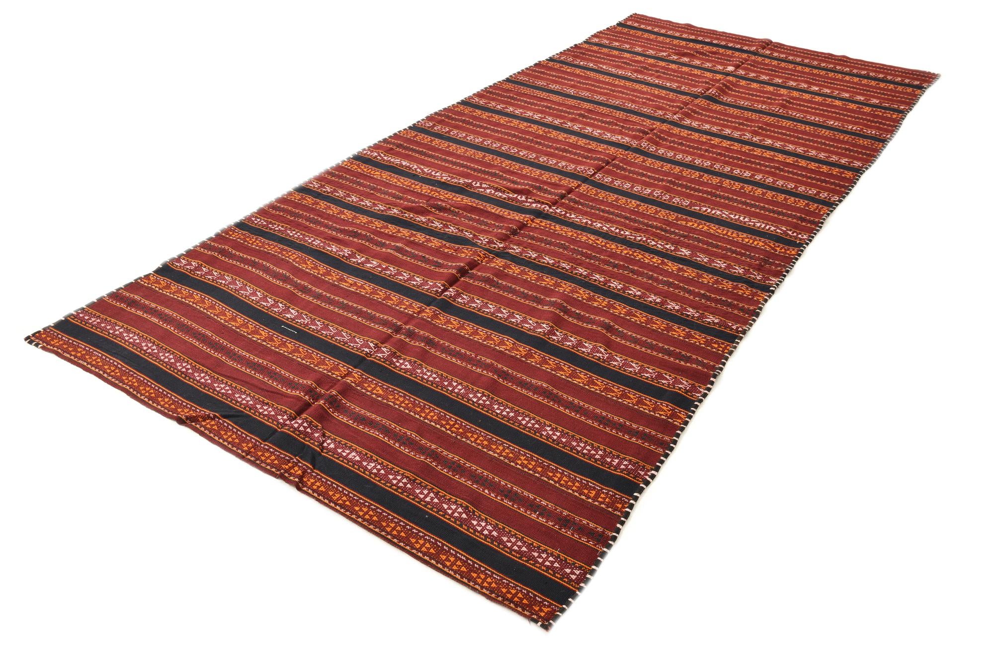 5' 4 x 11' 10 Hand Woven Kilim Fars Wool Runner Rug
