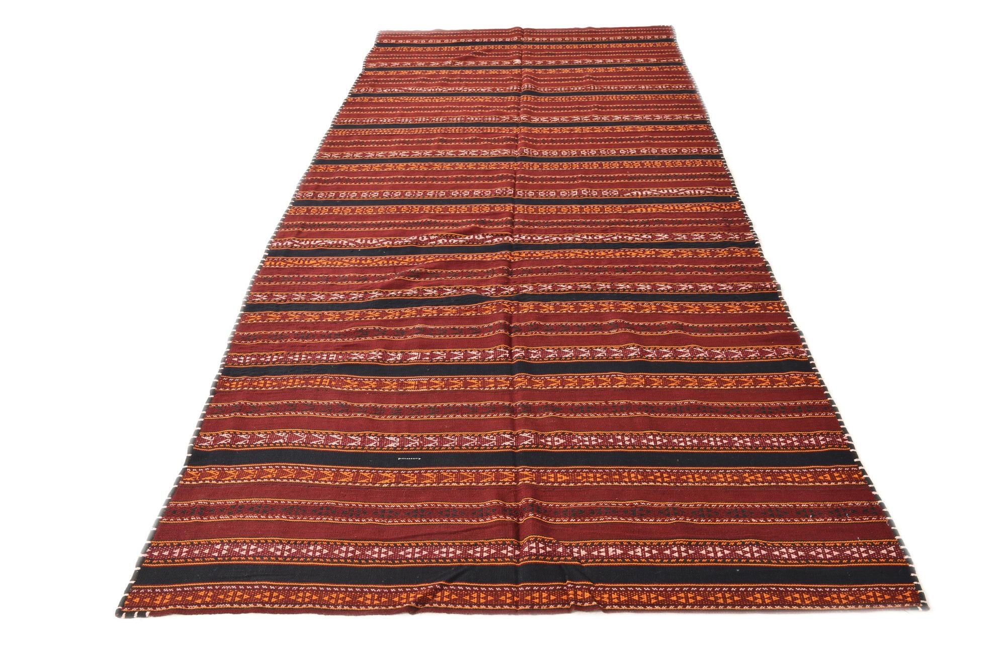 5' 4 x 11' 10 Hand Woven Kilim Fars Wool Runner Rug