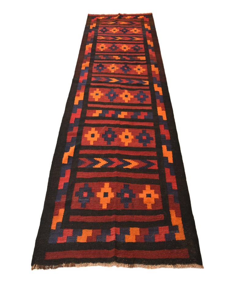 Detail image of 5' 3 x 12' 3  Hand Woven Kilim Fars Wool Runner Rug