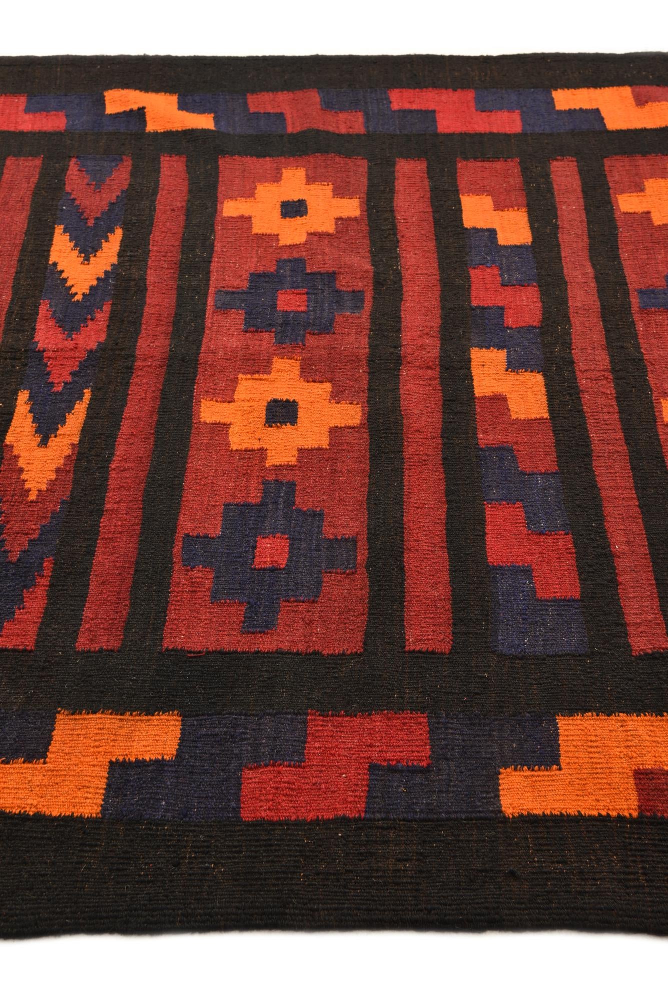5' 3 x 12' 3 Hand Woven Kilim Fars Wool Runner Rug