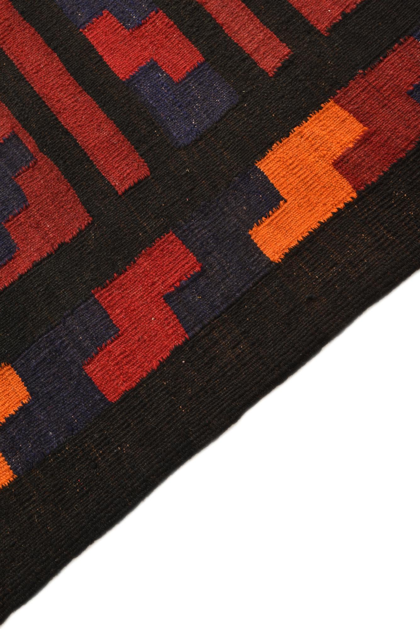 5' 3 x 12' 3 Hand Woven Kilim Fars Wool Runner Rug