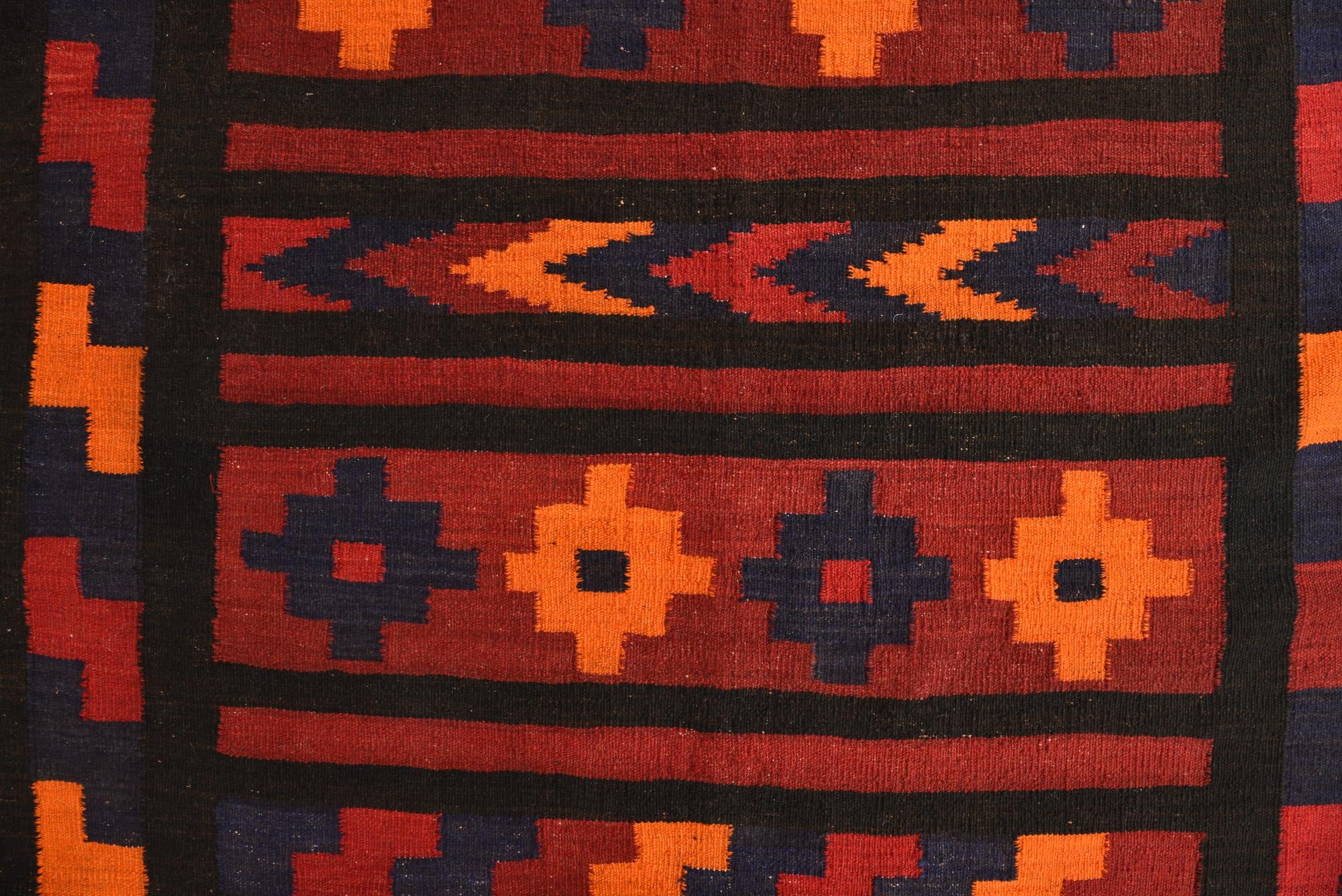 5' 3 x 12' 3 Hand Woven Kilim Fars Wool Runner Rug