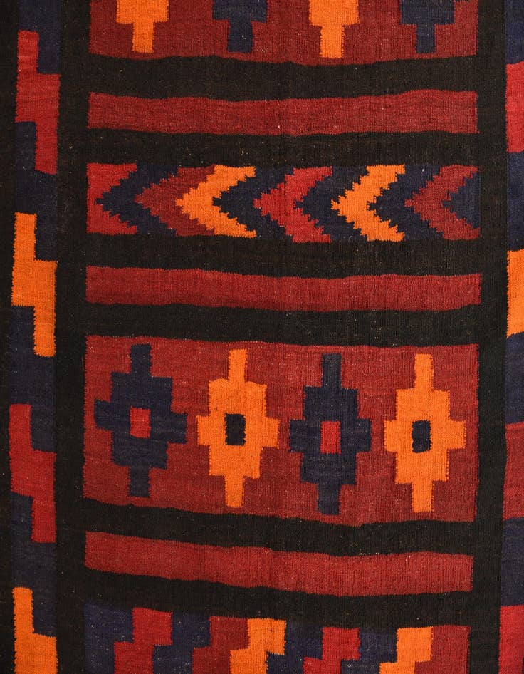 Detail image of 5' 3 x 12' 3  Hand Woven Kilim Fars Wool Runner Rug