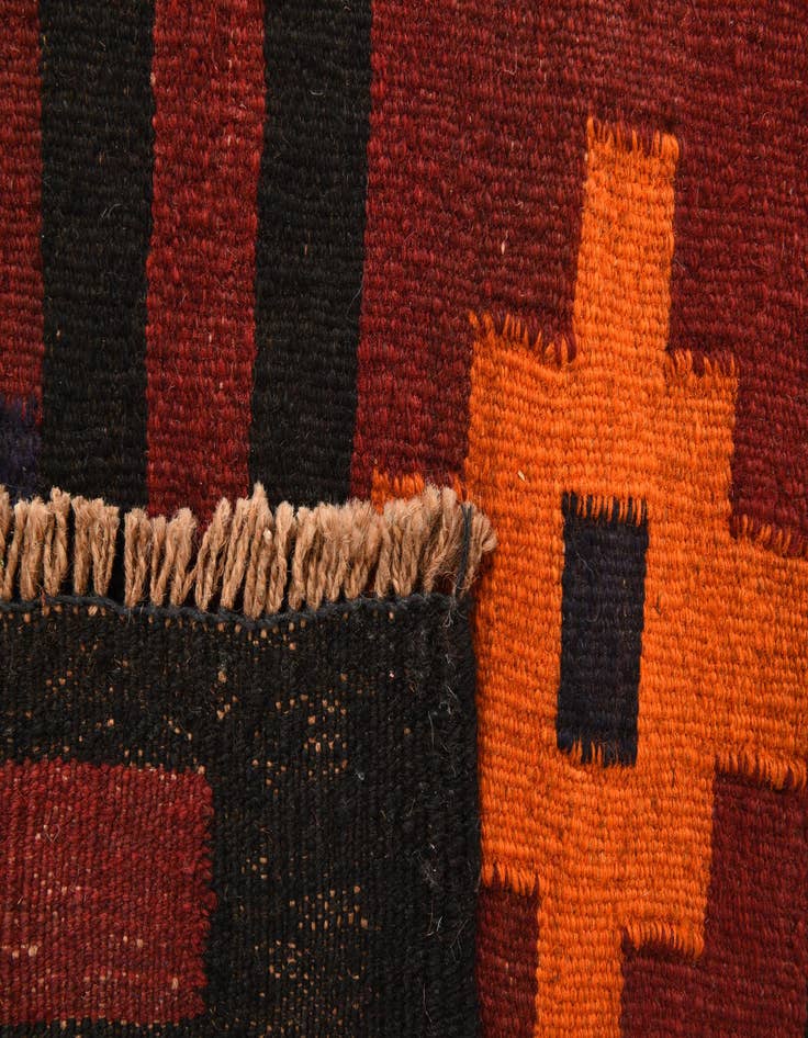 Detail image of 5' 3 x 12' 3  Hand Woven Kilim Fars Wool Runner Rug