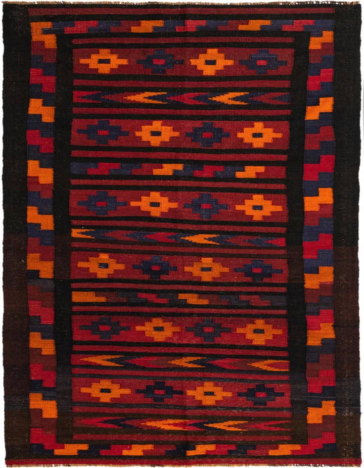 Detail image of 5' 3 x 12' 3 Hand Woven Kilim Fars Wool Runner Rug