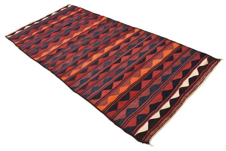 Detail image of 3' 7 x 8' 3 Hand Woven Kilim Fars Wool Runner Rug