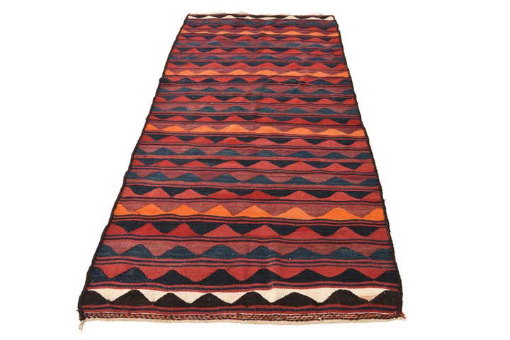 3' 7 x 8' 3 Hand Woven Kilim Fars Wool Runner Rug