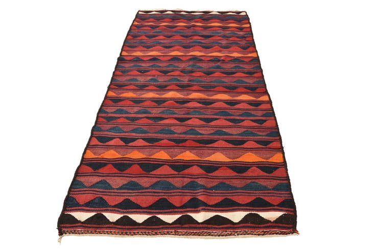 Detail image of 3' 7 x 8' 3 Hand Woven Kilim Fars Wool Runner Rug