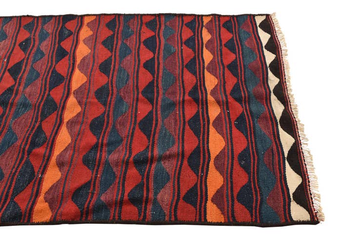 Detail image of 3' 7 x 8' 3 Hand Woven Kilim Fars Wool Runner Rug