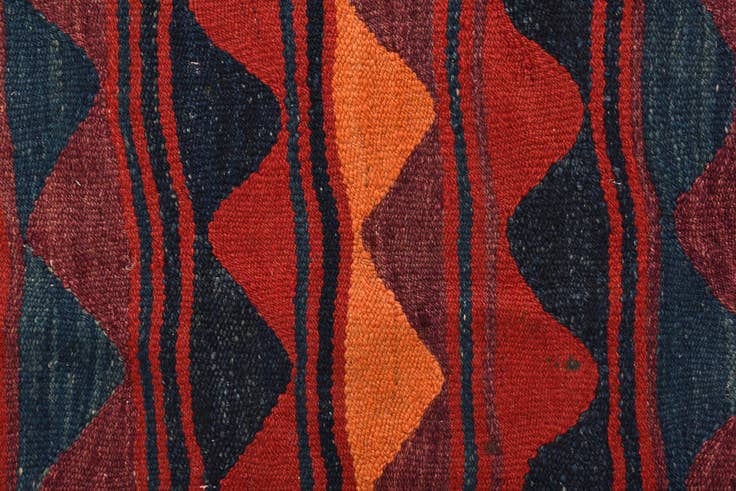Detail image of 3' 7 x 8' 3 Hand Woven Kilim Fars Wool Runner Rug