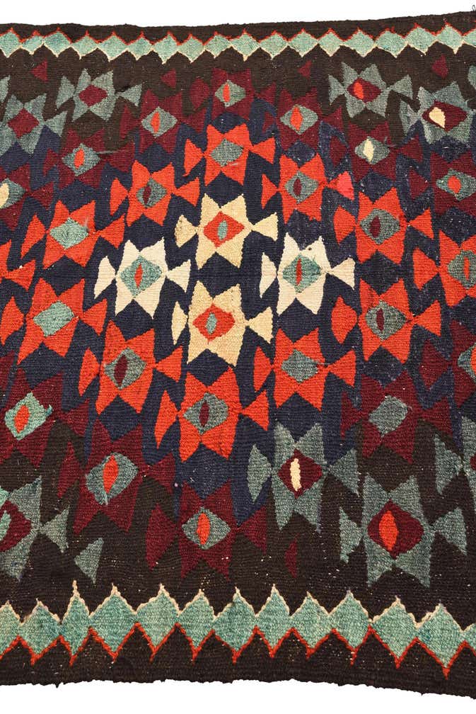 4' 3 x 8' 5 Hand Woven Kilim Fars Wool Runner Rug
