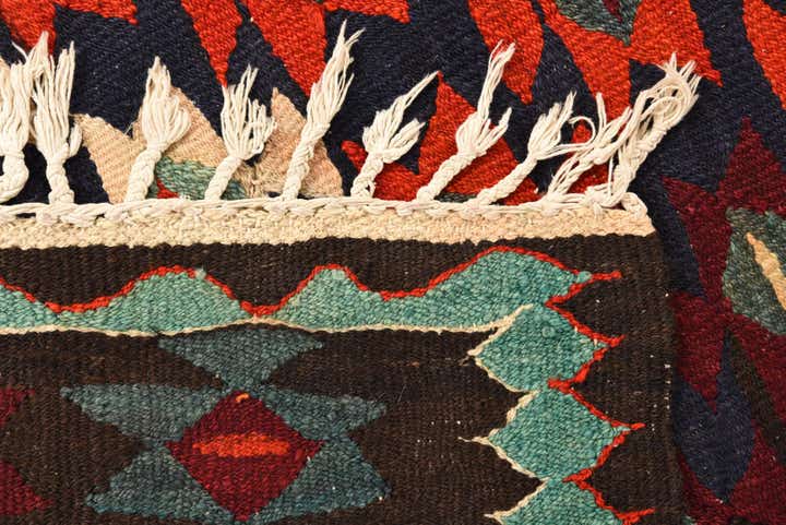 4' 3 x 8' 5 Hand Woven Kilim Fars Wool Runner Rug
