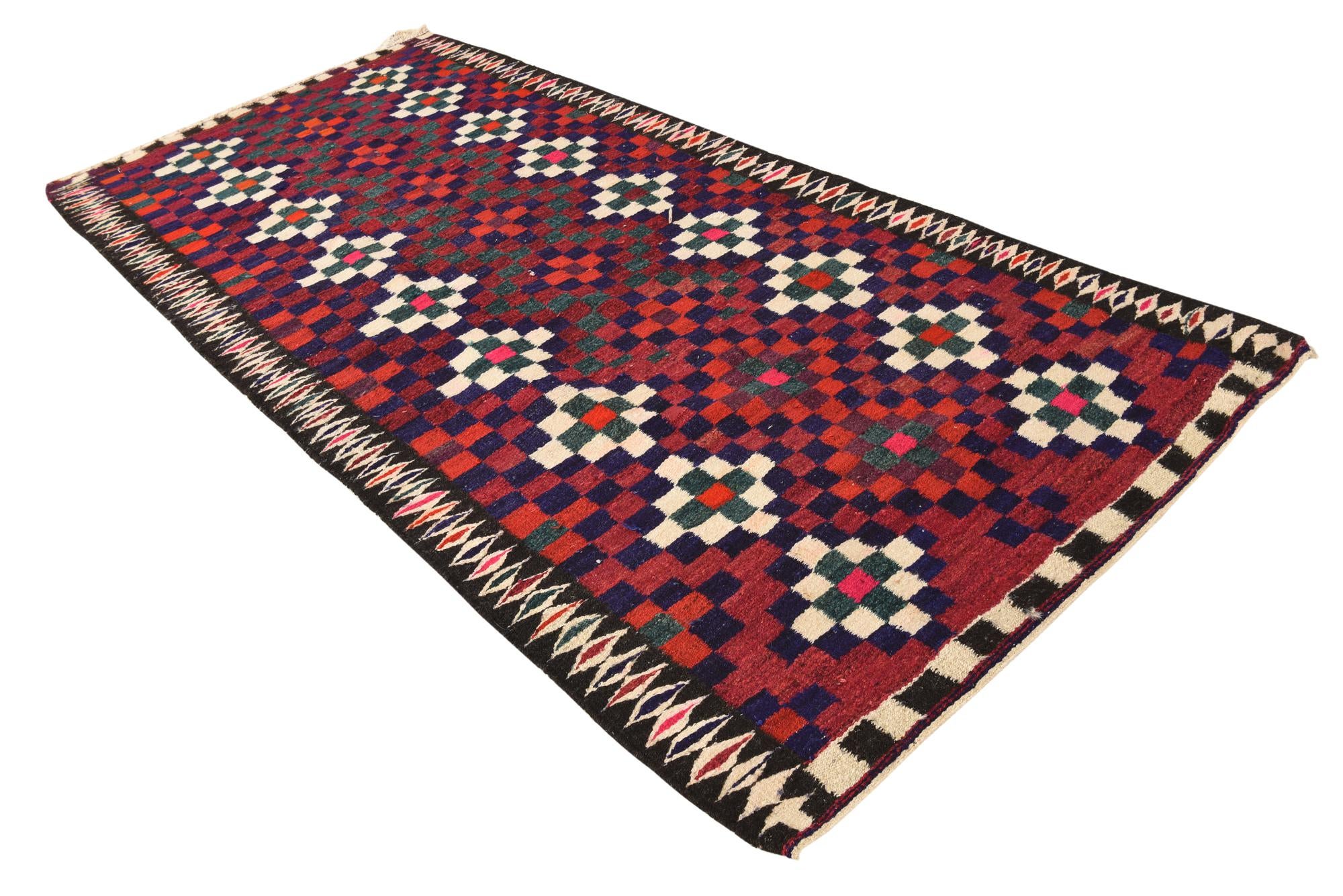 4' 5 x 9' 6 Hand Woven Kilim Fars Wool Runner Rug