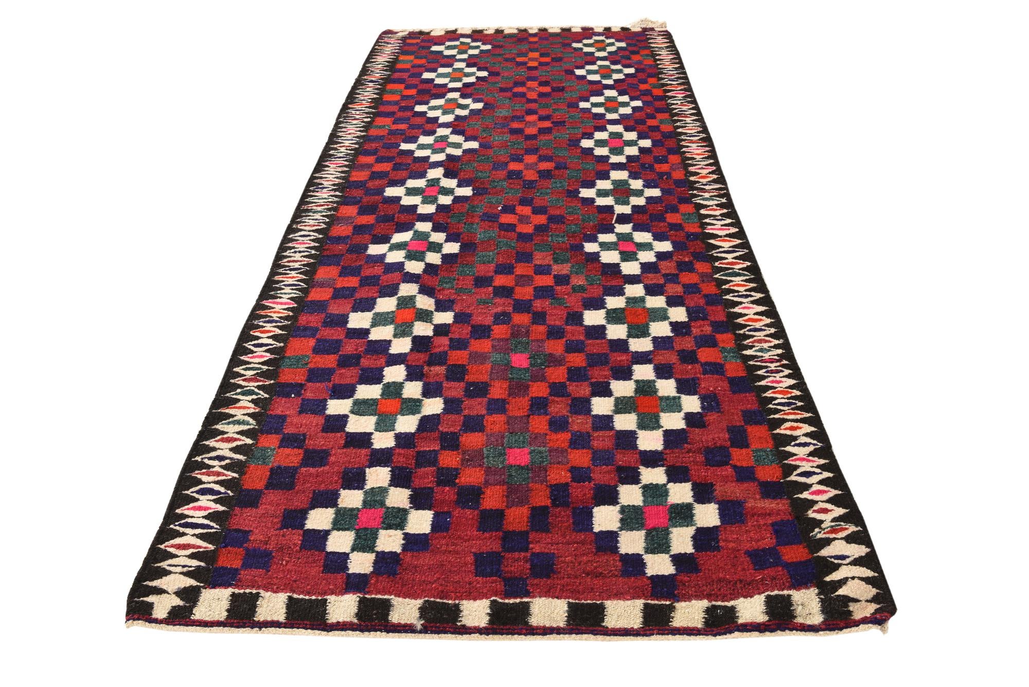 4' 5 x 9' 6 Hand Woven Kilim Fars Wool Runner Rug