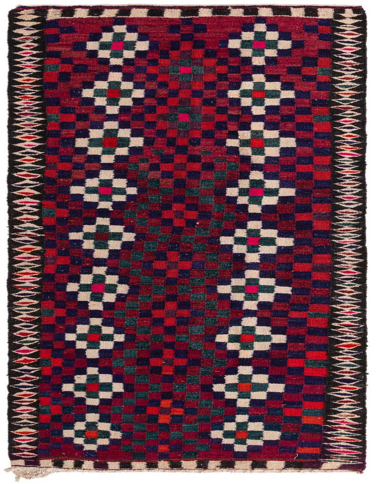 Detail image of 4' 5 x 9' 6 Hand Woven Kilim Fars Wool Runner Rug