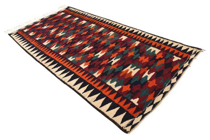 4' 6 x 9' Hand Woven Kilim Fars Wool Runner Rug