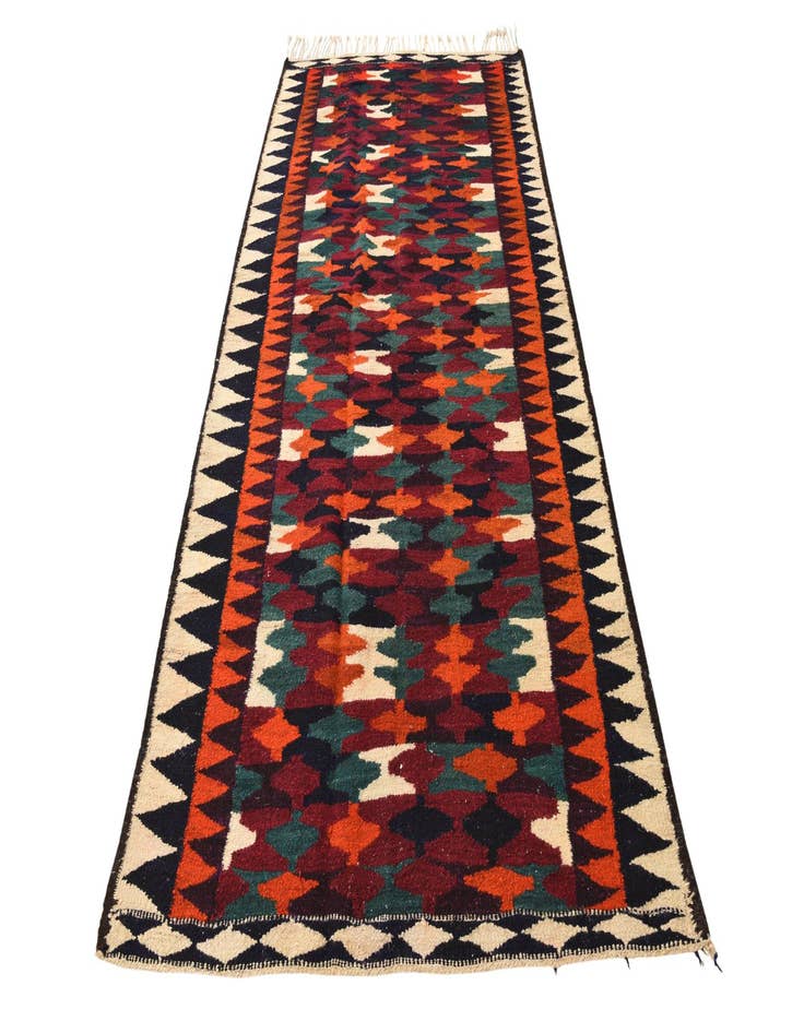 Detail image of 4' 6 x 9'  Hand Woven Kilim Fars Wool Runner Rug