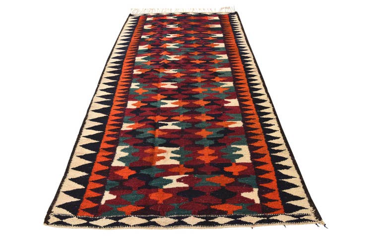 Detail image of 4' 6 x 9' Hand Woven Kilim Fars Wool Runner Rug