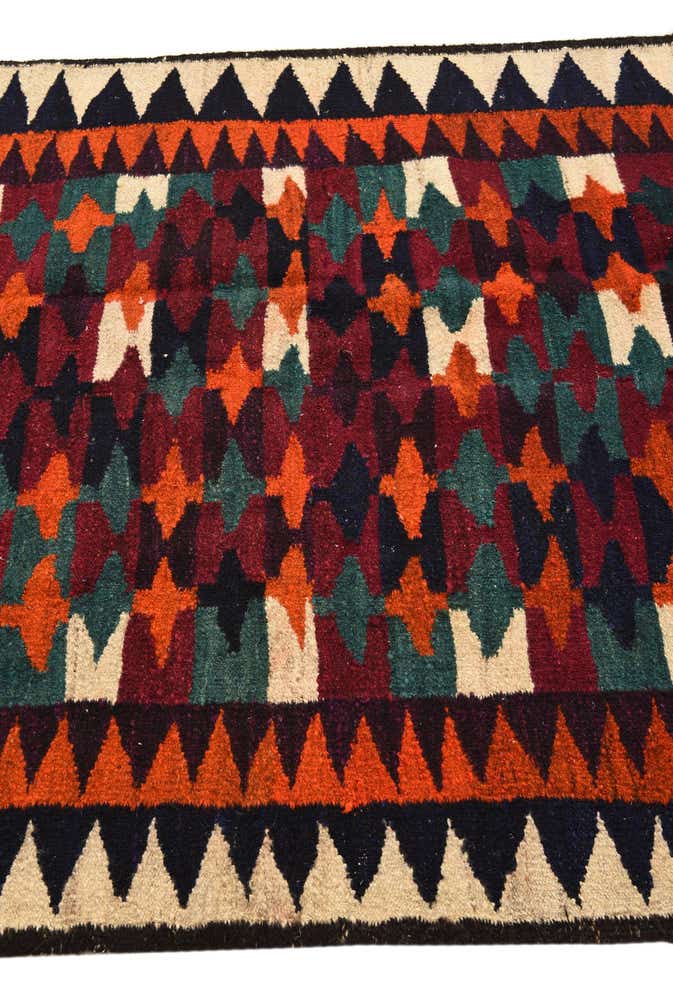 4' 6 x 9' Hand Woven Kilim Fars Wool Runner Rug