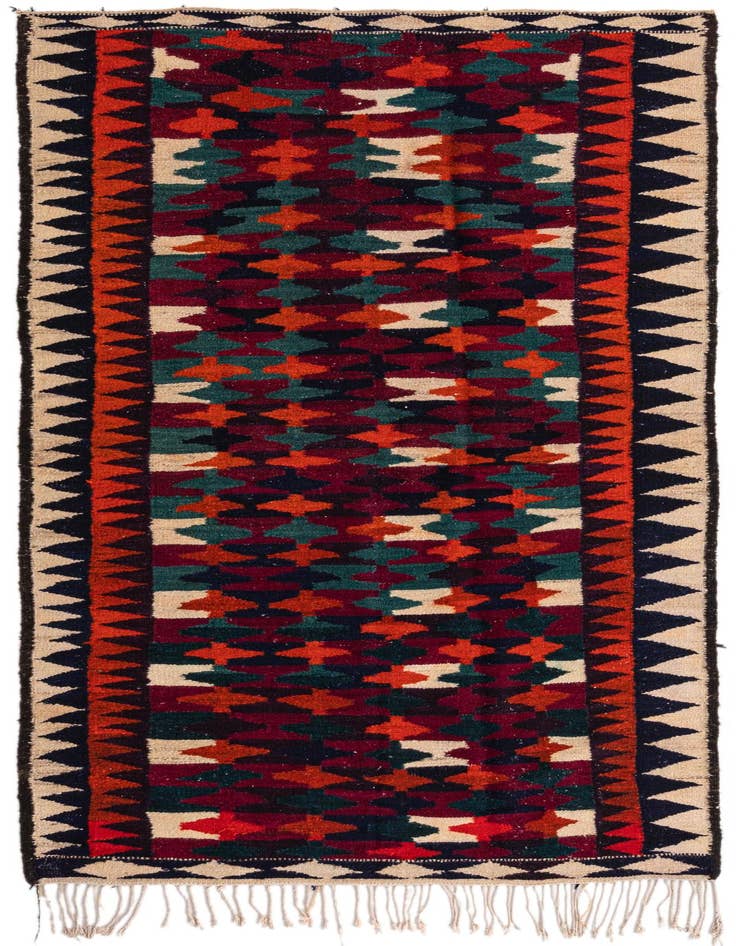 Detail image of 4' 6 x 9' Hand Woven Kilim Fars Wool Runner Rug