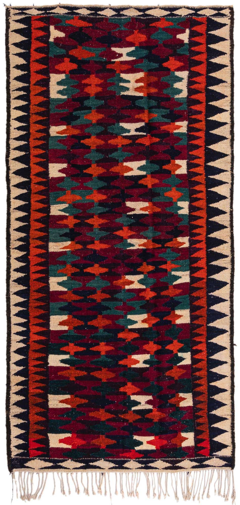4' 6 x 9' Hand Woven Kilim Fars Wool Runner Rug